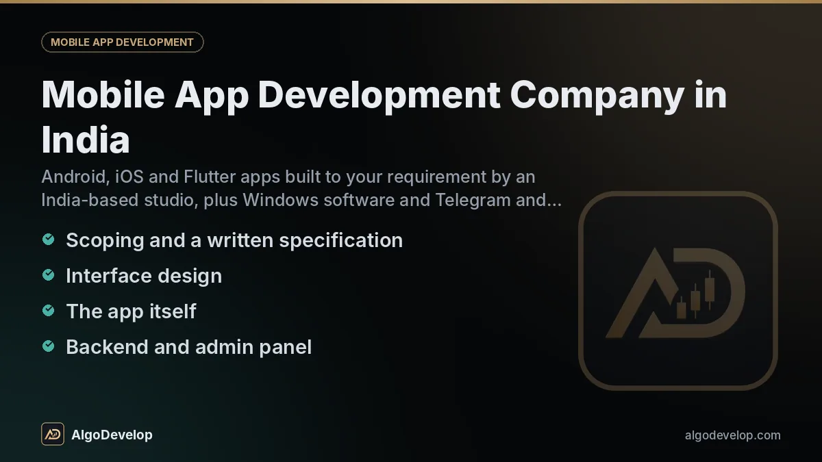 Mobile app development company by AlgoDevelop: scoping and a written specification, interface design and the app itself