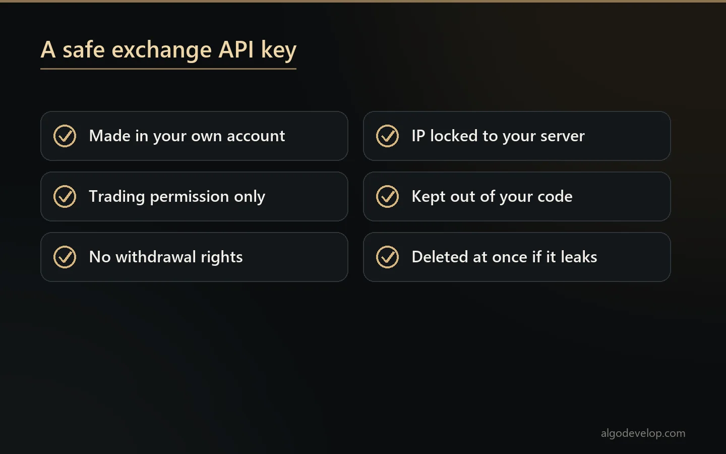 Checklist for a safe exchange API key for a Python trading bot