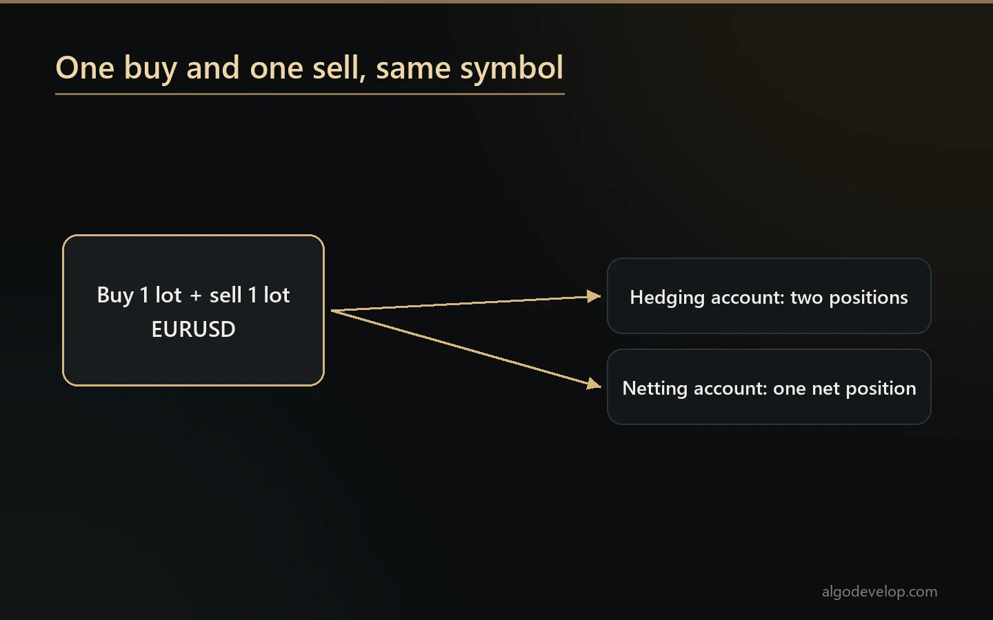 The same buy and sell on a hedging account and on a netting account in MT5