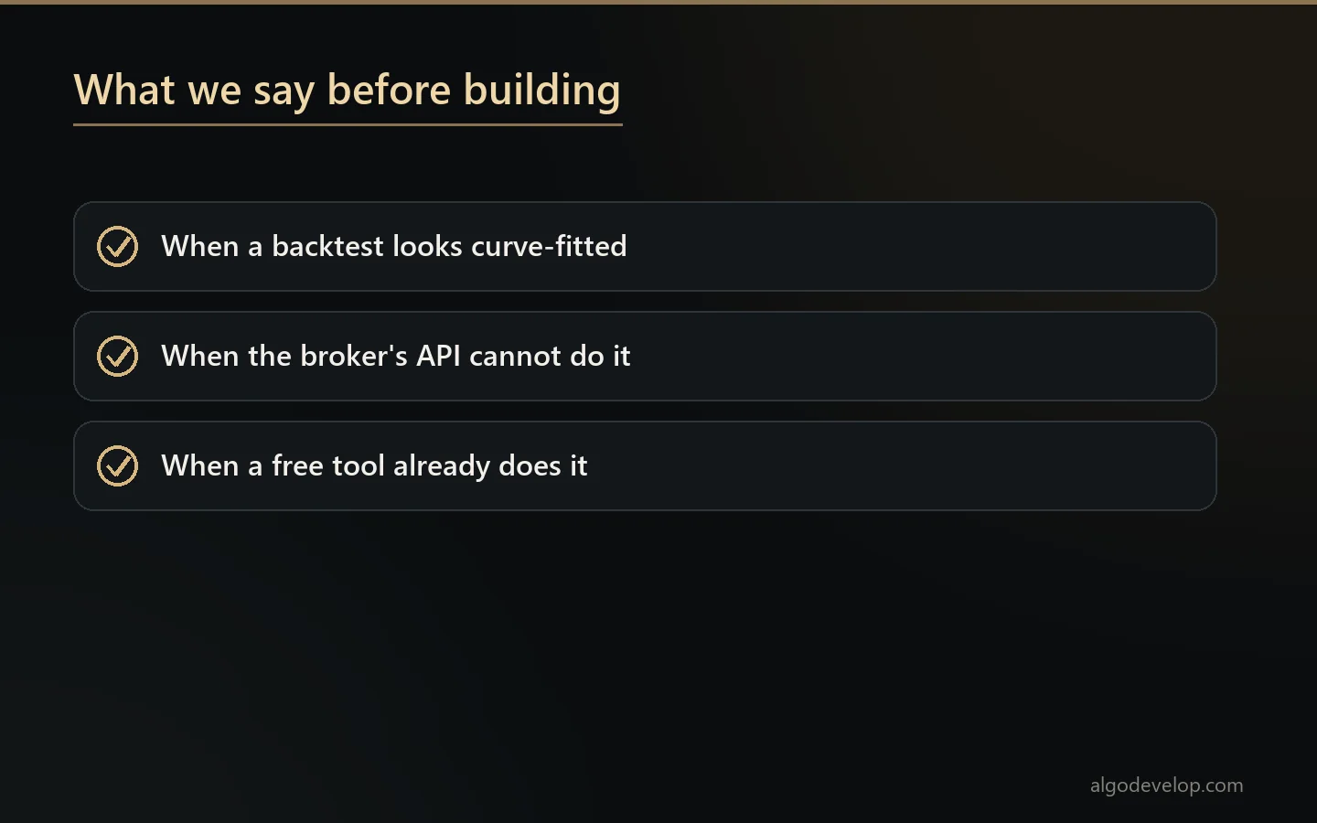 Three things we tell clients before building, even when it costs us the project