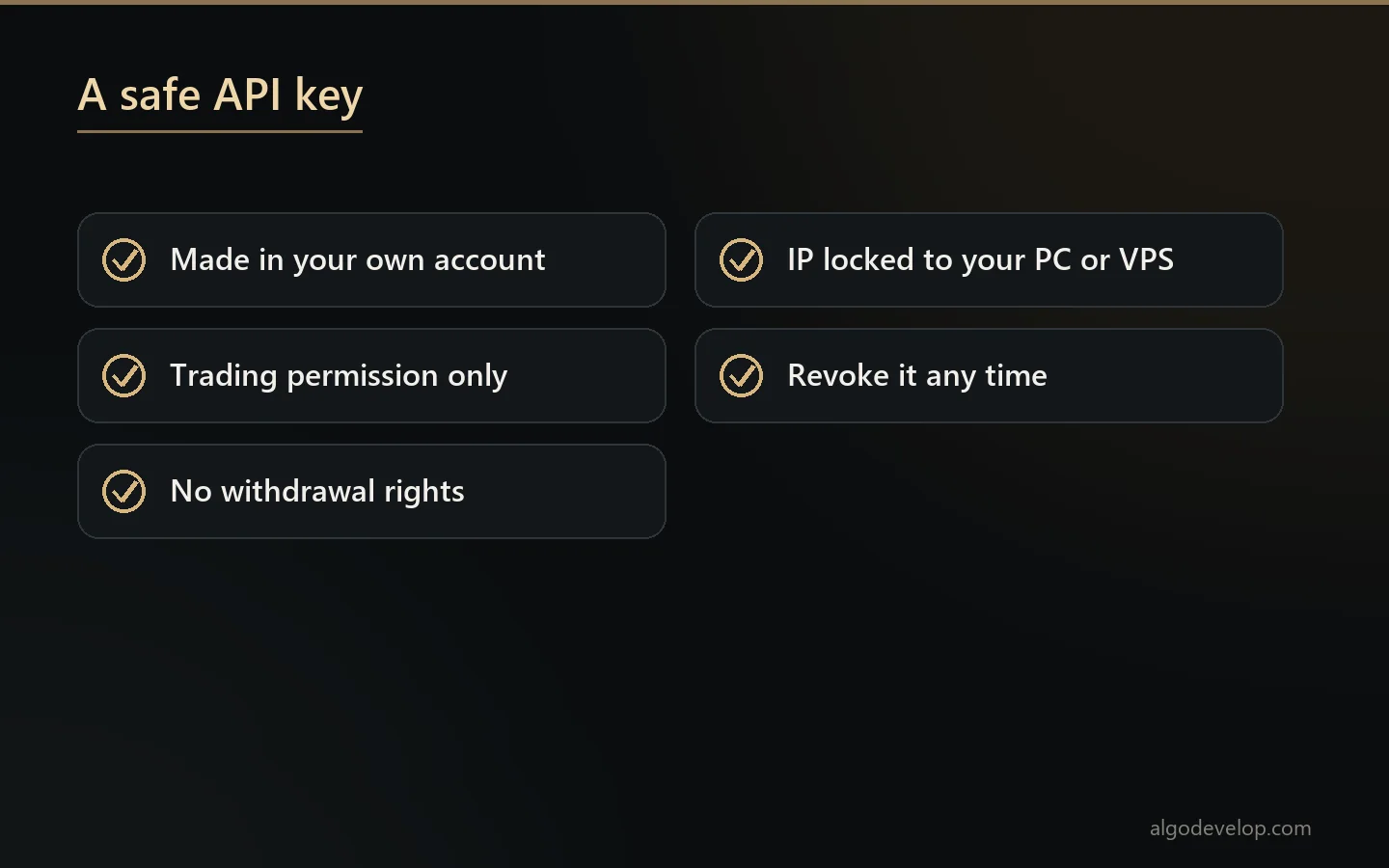 Checklist for a safe trading-only API key