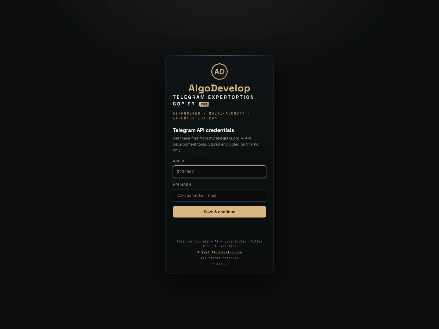 Telegram sign-in screen asking for a phone number and login code