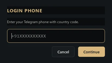 Telegram login with phone number, login code and two-step password
