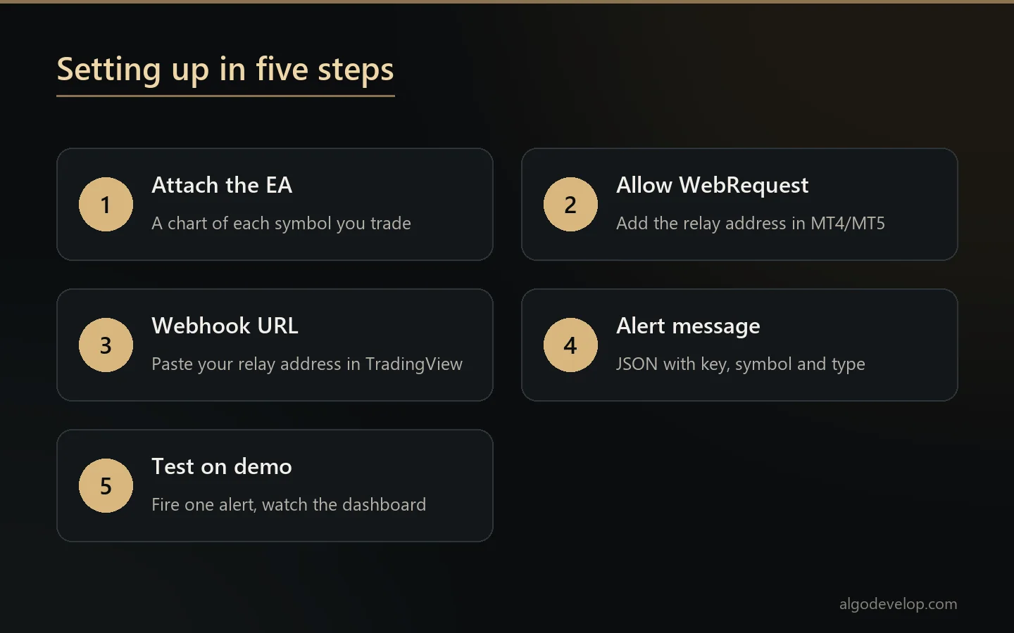 Five setup steps for connecting TradingView alerts to MetaTrader