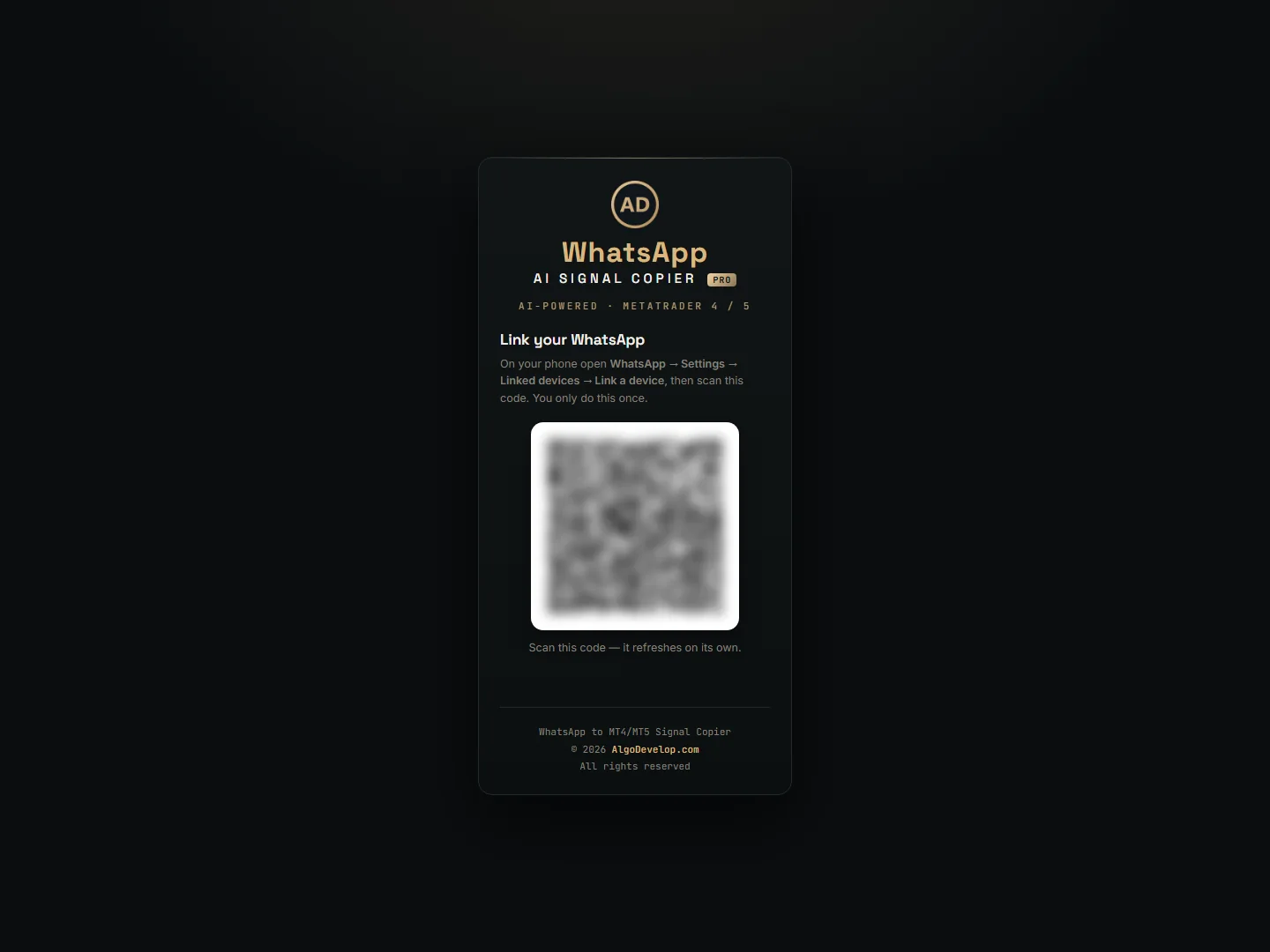 Link your WhatsApp screen showing the QR code to scan from Linked devices
